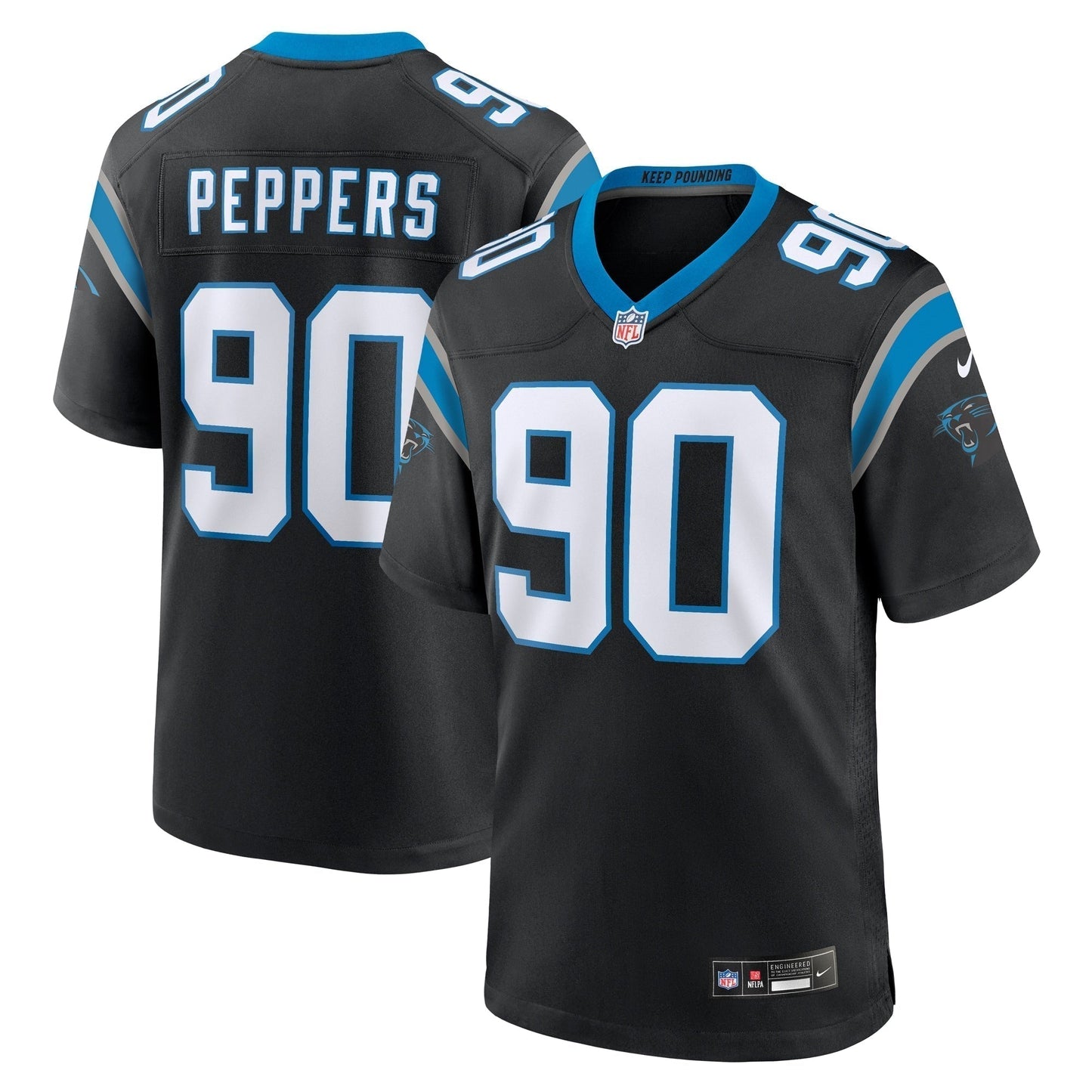 Julius Peppers Carolina Panthers Retired Game Jersey - Black football jersey product view 1