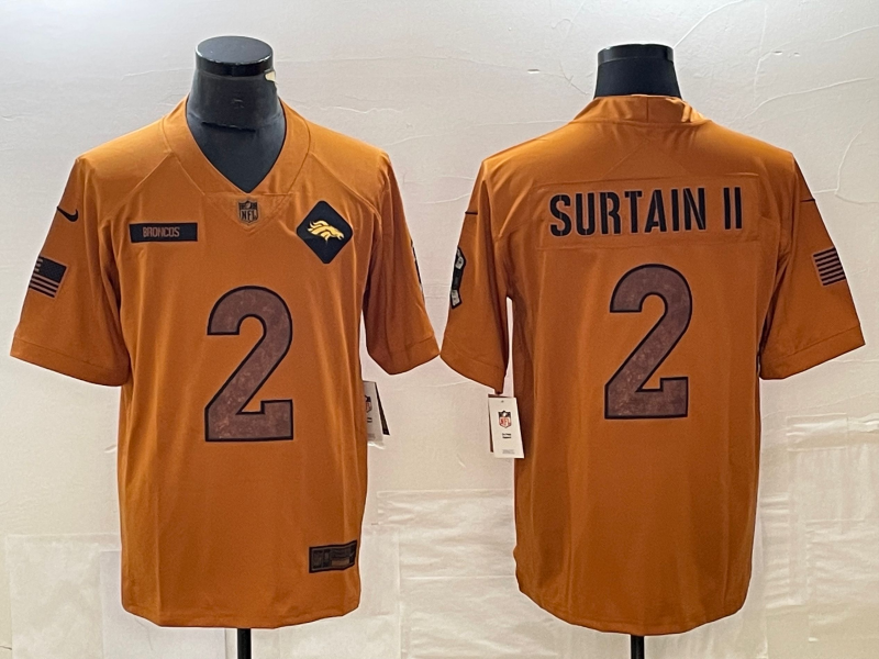 Men's Denver Broncos Patrick Surtain II Brown 2023 Salute To Service Limited Jersey football jersey product view 1
