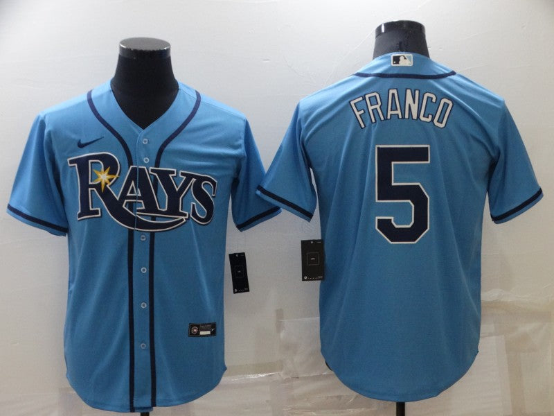 Men's Tampa Bay Rays Wander Franco Blue Replica Baseball Jersey baseball jersey product view 1