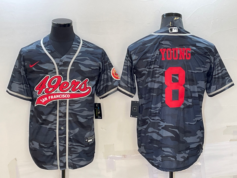 Men's San Francisco 49ers Steve Young Grey Camouflage Game Jersey Joint Edition football jersey product view 1