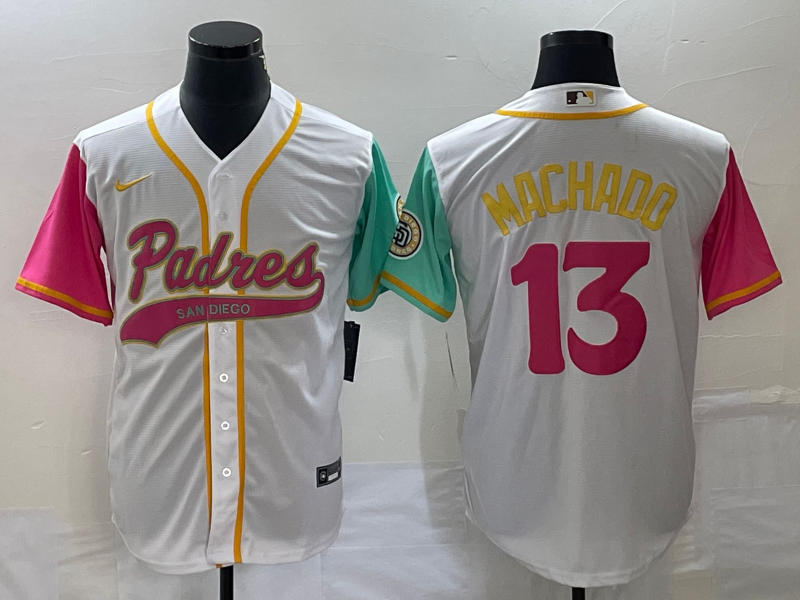Men's San Diego Padres Manny Machado #13 White City Connect Replica Player Jersey1 Joint Edition baseball jersey product view 1