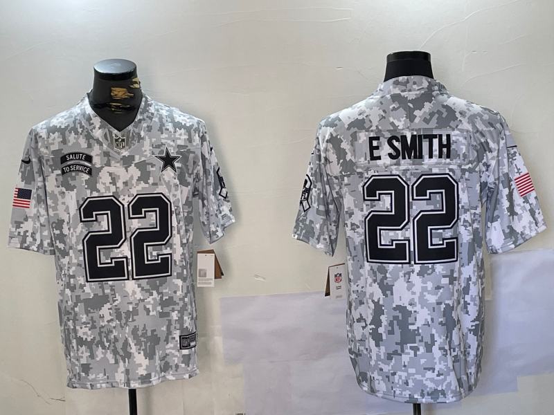 Men's Dallas Cowboys Emmitt Smith Arctic Camo 2024 Salute to Service Retired Player Limited Jersey football jersey product view 1