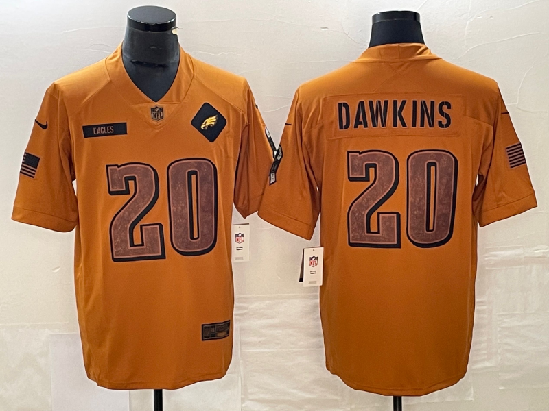 Men's Philadelphia Eagles Brian Dawkins Brown 2023 Salute To Service Retired Player Limited Jersey football jersey product view 1