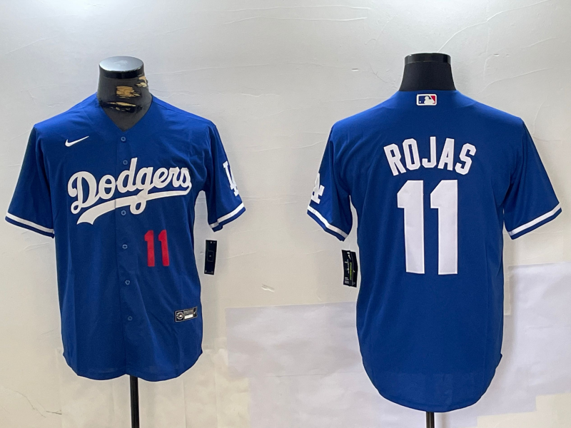 Men's Los Angeles Dodgers Miguel Rojas #11 Blue Replica Player Jersey baseball jersey product view 1
