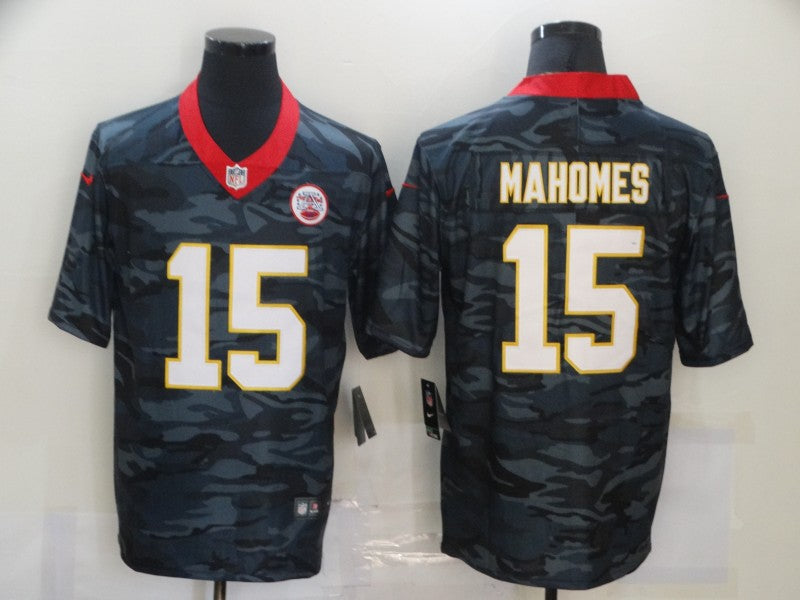 Men's Kansas City Chiefs Patrick Mahomes #15 Gray Camouflage Game Jersey1 football jersey product view 1
