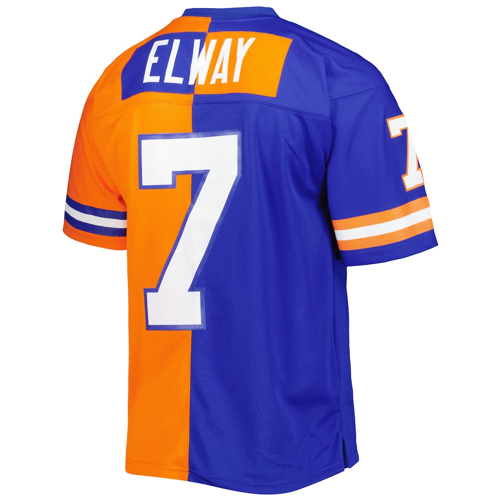 D.Broncos #7 John Elway Royal/Orange 1990 Split Legacy Replica Jersey football jersey product view 1