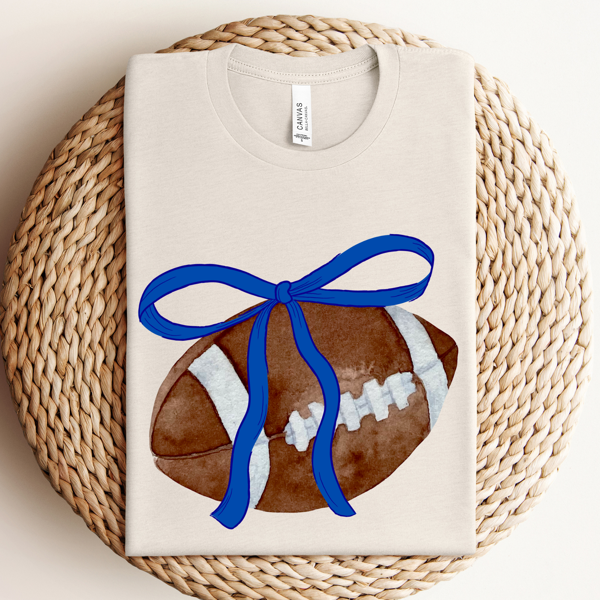 Royal Blue Bow Football Graphic Tee Unisex T-shirt, Sweatshirt, Hoodie, Long Sleeve Tee - T-Shirt, Sweatshirt, Hoodie