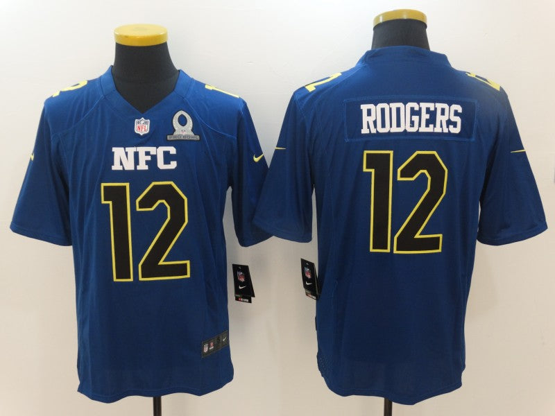 Men's Green Bay Packers Aaron Rodgers #12 Navy Game Jersey1 football jersey product view 1