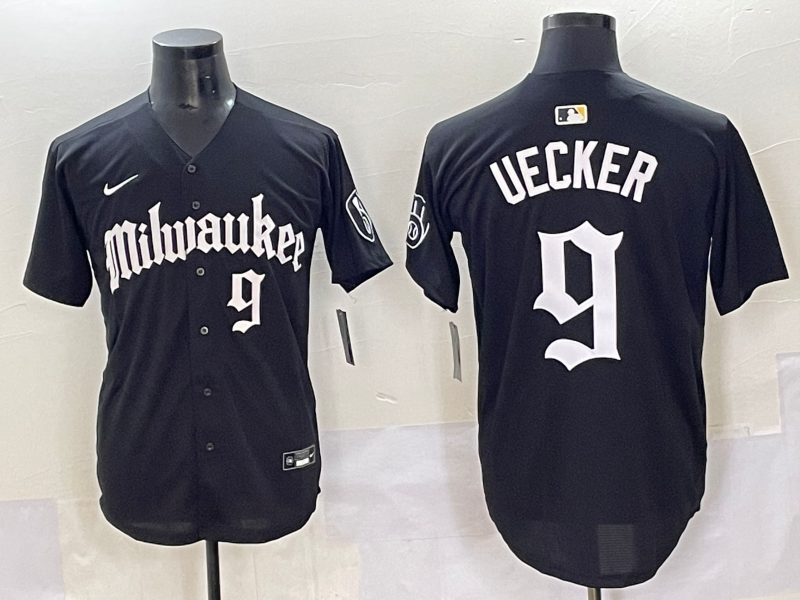 Men's Milwaukee Brewers Bob Uecker Black Limited Player Jersey baseball jersey product view 1
