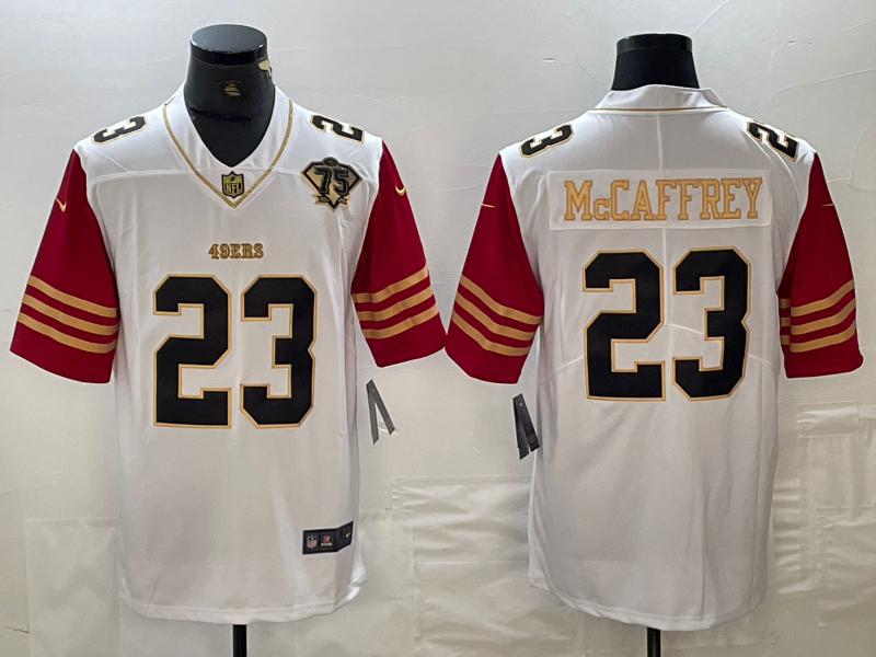 Men's San Francisco 49ers Christian McCaffrey #23 White Player Game Jersey1 football jersey product view 1