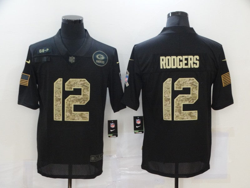 Men's Green Bay Packers Aaron Rodgers #12 Black Game Jersey1 football jersey product view 1