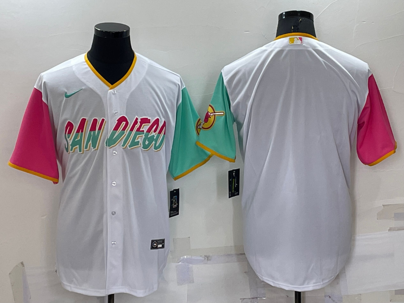 Men's San Diego Padres White City Connect Replica Blank Jersey1 baseball jersey product view 1