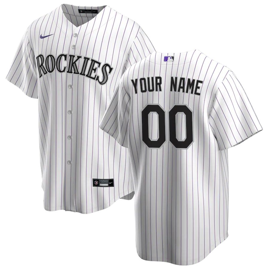 Men's Colorado Rockies White Home Replica Custom Jersey baseball jersey product view 1