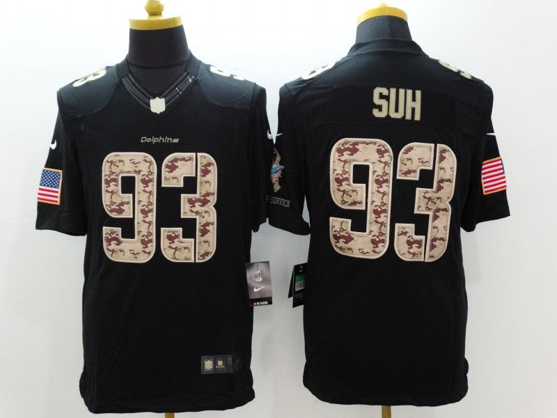 Men's Miami Dolphins Ndamukong Suh #93 Black Game Player Jersey1 football jersey product view 1