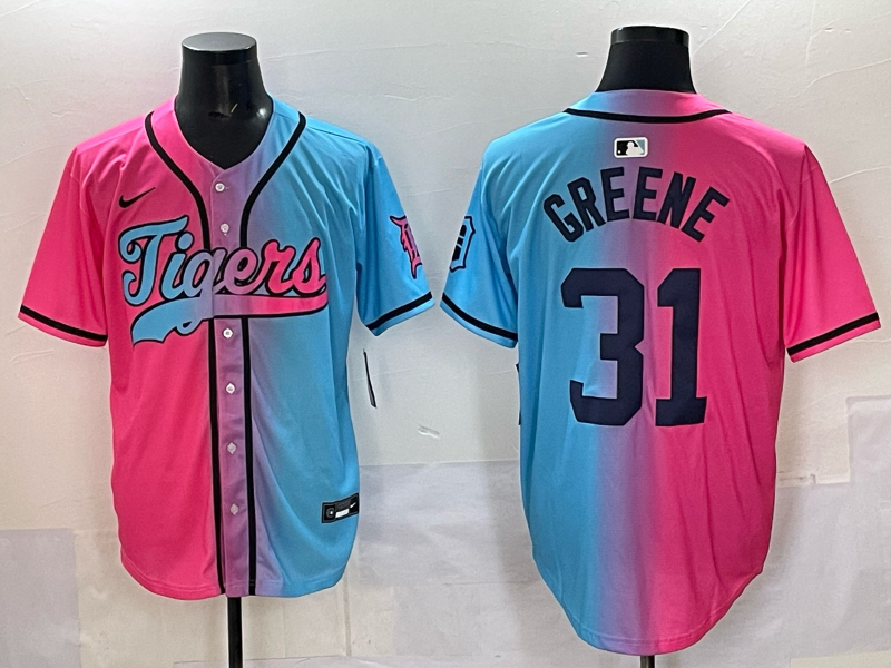 Men's Detroit Tigers Riley Greene #31 Pink/Blue Player Jersey baseball jersey product view 1