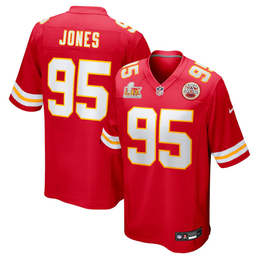 Men's Kansas City Chiefs Chris Jones Red Super Bowl LIX Game Jersey football jersey product view 1