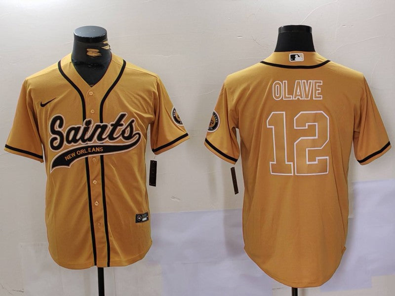 Men's New Orleans Saints Chris Olave Yellow Game Jersey football jersey product view 1