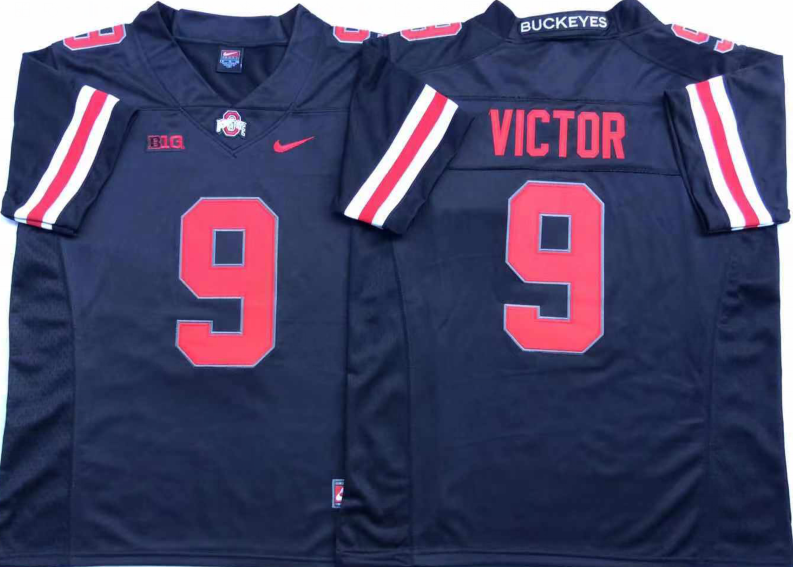 Men's Ohio State Buckeyes Binjimen Victor #9 Black Player Game Jersey sports jersey product view 1