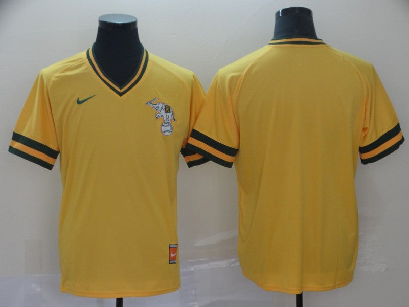 Men's Oakland Athletics Gold Blank Cooperstown Collection Mesh Batting Practice Jersey baseball jersey product view 1