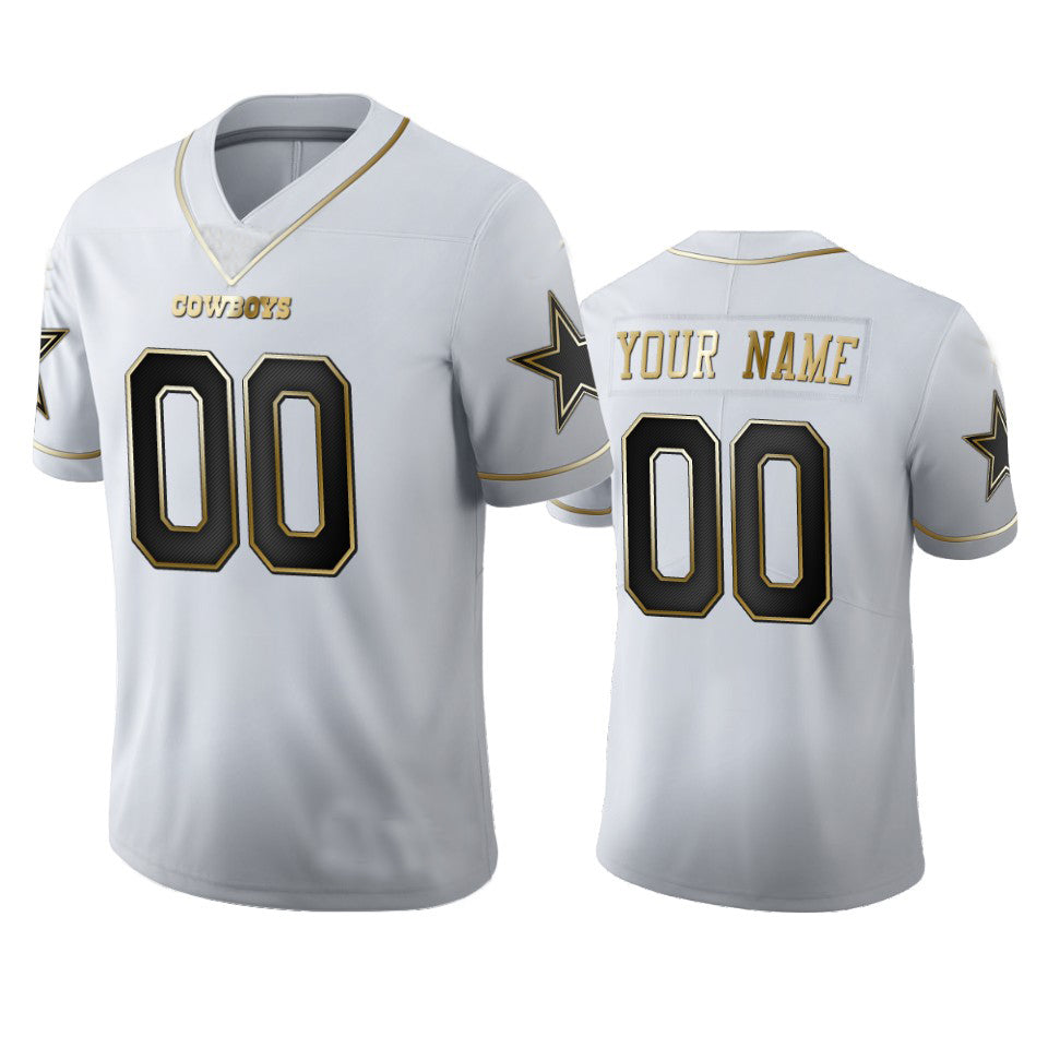 Custom1 Dallas Cowboys White Golden Edition Vapor Limited Football Jerseys football jersey product view 1
