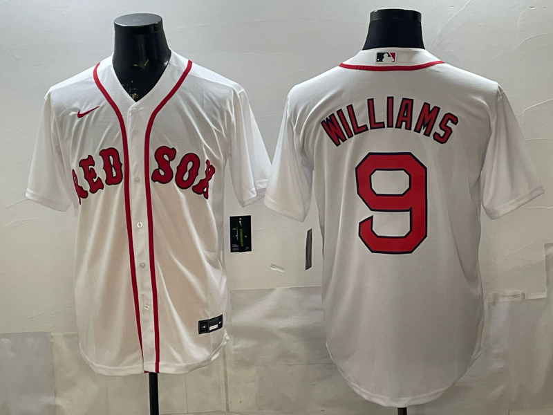Men's Boston Red Sox Ted Williams #9 White Home Replica Jersey baseball jersey product view 1