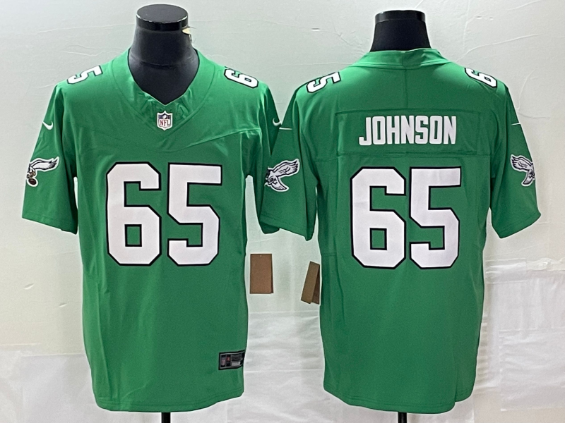 Men's Philadelphia Eagles Fred Johnson Kelly Green Game Jersey football jersey product view 1