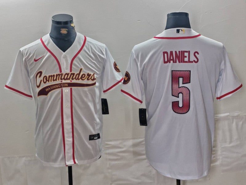 Men's Washington Commanders Jayden Daniels White Game Jersey football jersey product view 1