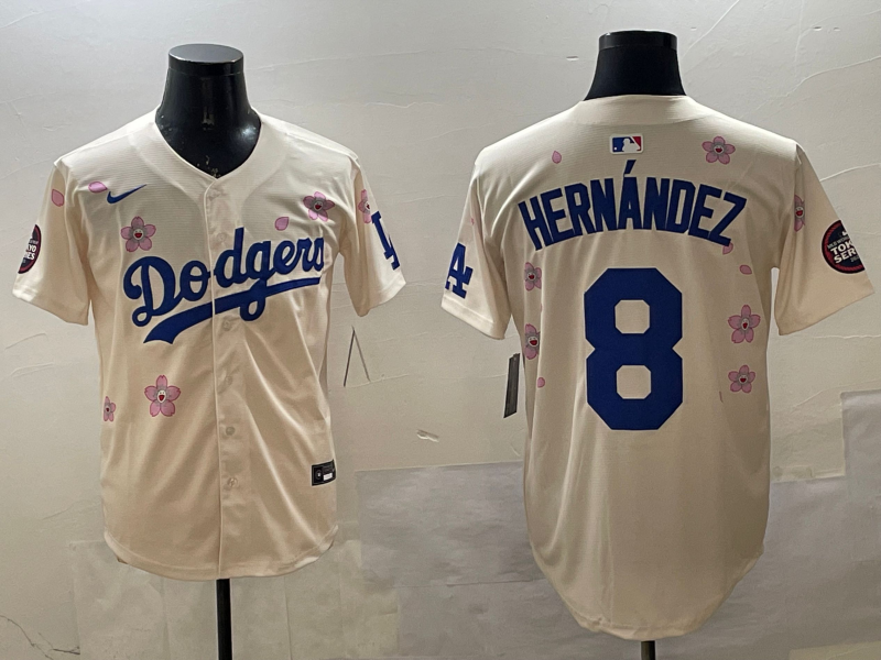 Men's Los Angeles Dodgers Enrique Hernandez Cream Alternate Replica Player Jersey baseball jersey product view 1