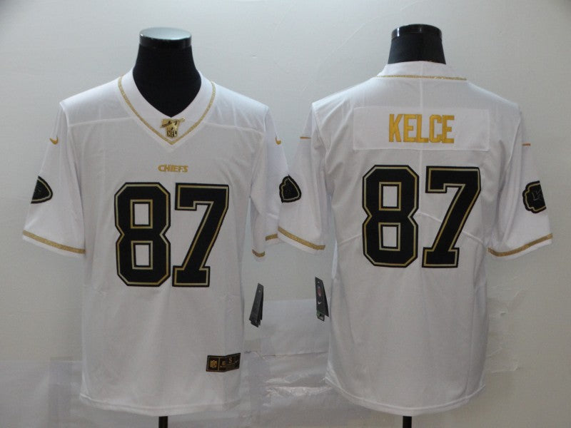 Men's Kansas City Chiefs Travis Kelce #87 White Player Game Jersey1 football jersey product view 1