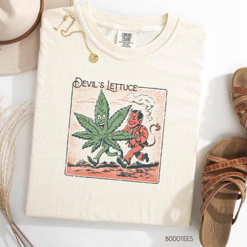 Retro Devil's Lettuce Weed Comfort Colors Graphic T-Shirt Unisex T-shirt, Sweatshirt, Hoodie, Long Sleeve Tee - T-Shirt, Sweatshirt, Hoodie