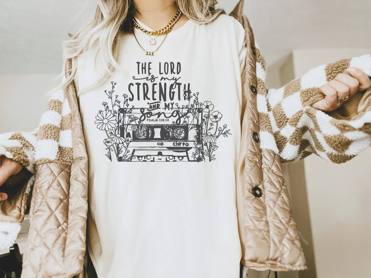 The Lord Is My Strength Cassette Graphic Tee Unisex T-shirt, Sweatshirt, Hoodie, Long Sleeve Tee - T-Shirt, Sweatshirt, Hoodie