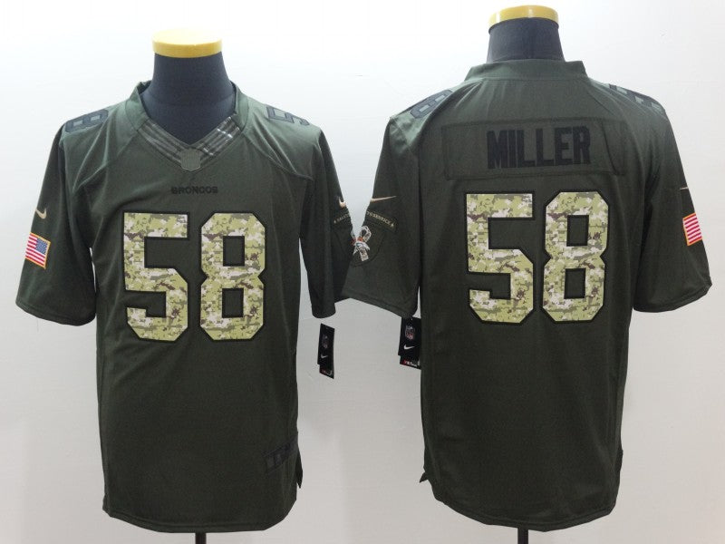 Men's Denver Broncos Von Miller #58 Army Green Game Jersey1 football jersey product view 1