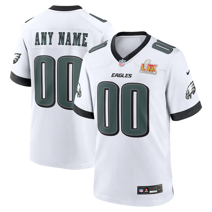 Men's Philadelphia Eagles Midnight White Super Bowl LIX Custom Game Jersey football jersey product view 1