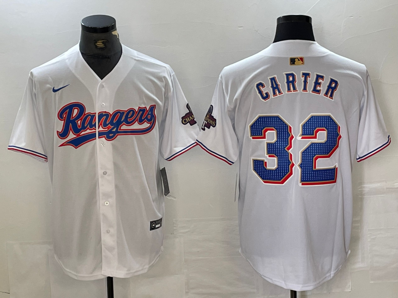 Men's Texas Rangers Evan Carter White 2024 Gold Collection Limited Player Jersey baseball jersey product view 1