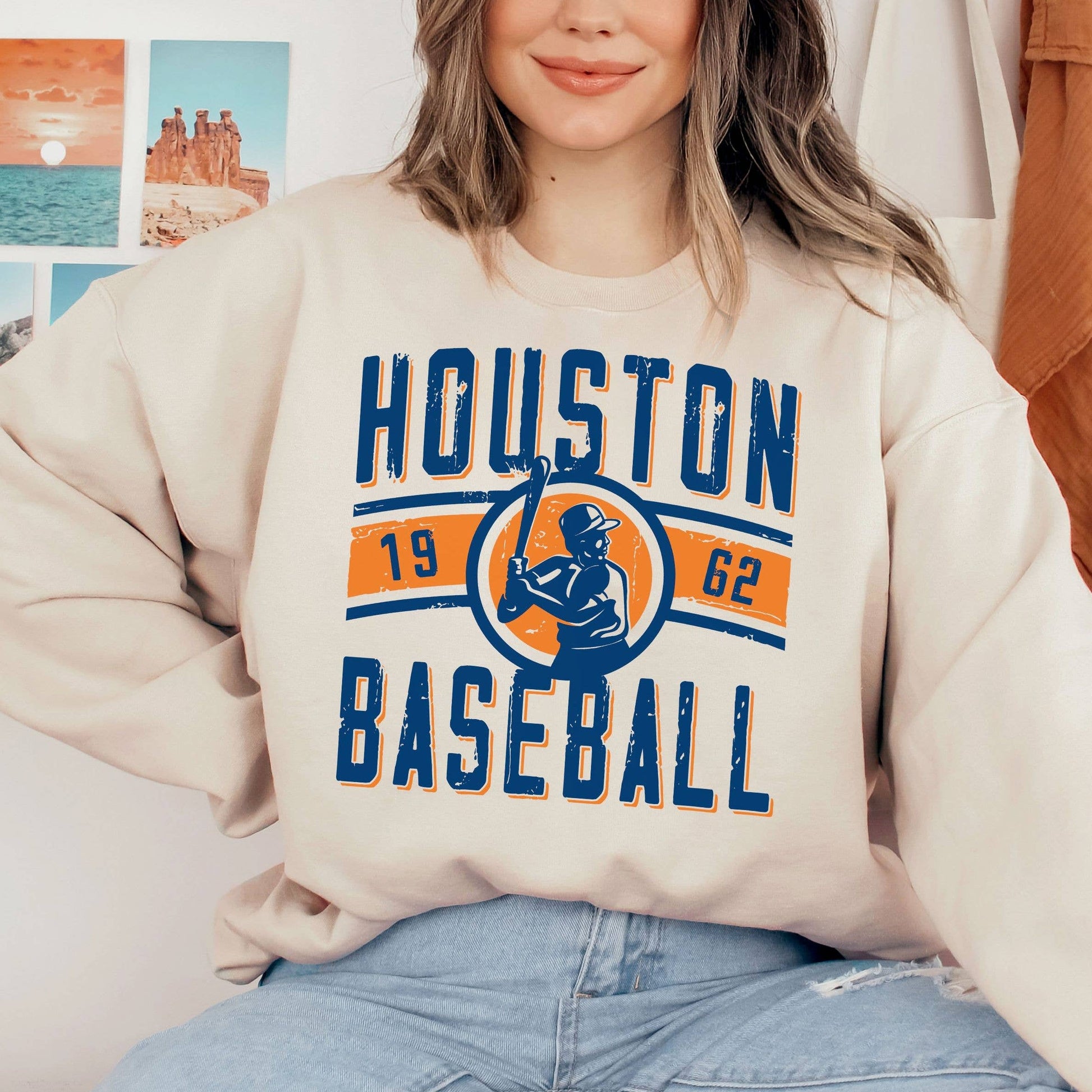 Vintage Astros Game Day Sweatshirt  Houston Baseball Unisex T-shirt, Sweatshirt, Hoodie, Long Sleeve Tee - T-Shirt, Sweatshirt, Hoodie
