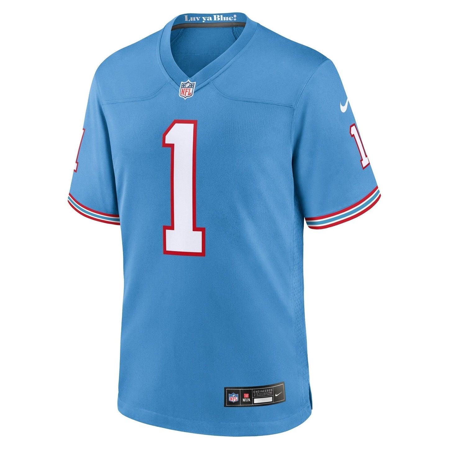 Warren Moon Tennessee Titans Oilers Throwback Retired Game Jersey - Light Blue football jersey product view 2