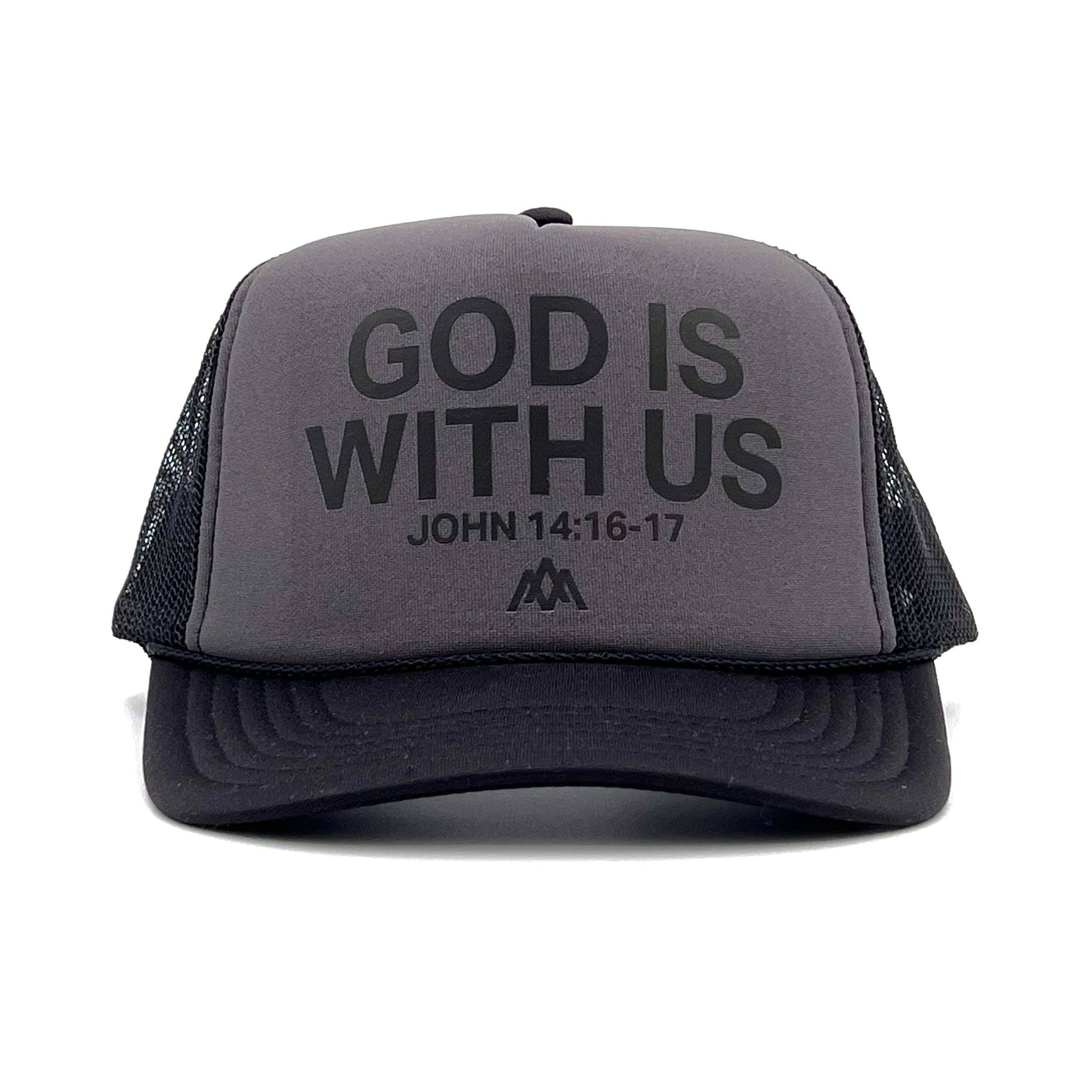 God Is with Us Foam Trucker - Charcoal Unisex T-shirt, Sweatshirt, Hoodie, Long Sleeve Tee - T-Shirt, Sweatshirt, Hoodie
