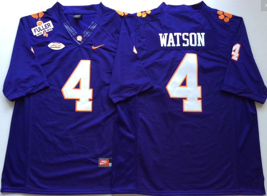 Men's Clemson Tigers Deshaun Watson Purple Game Jersey sports jersey product view 1