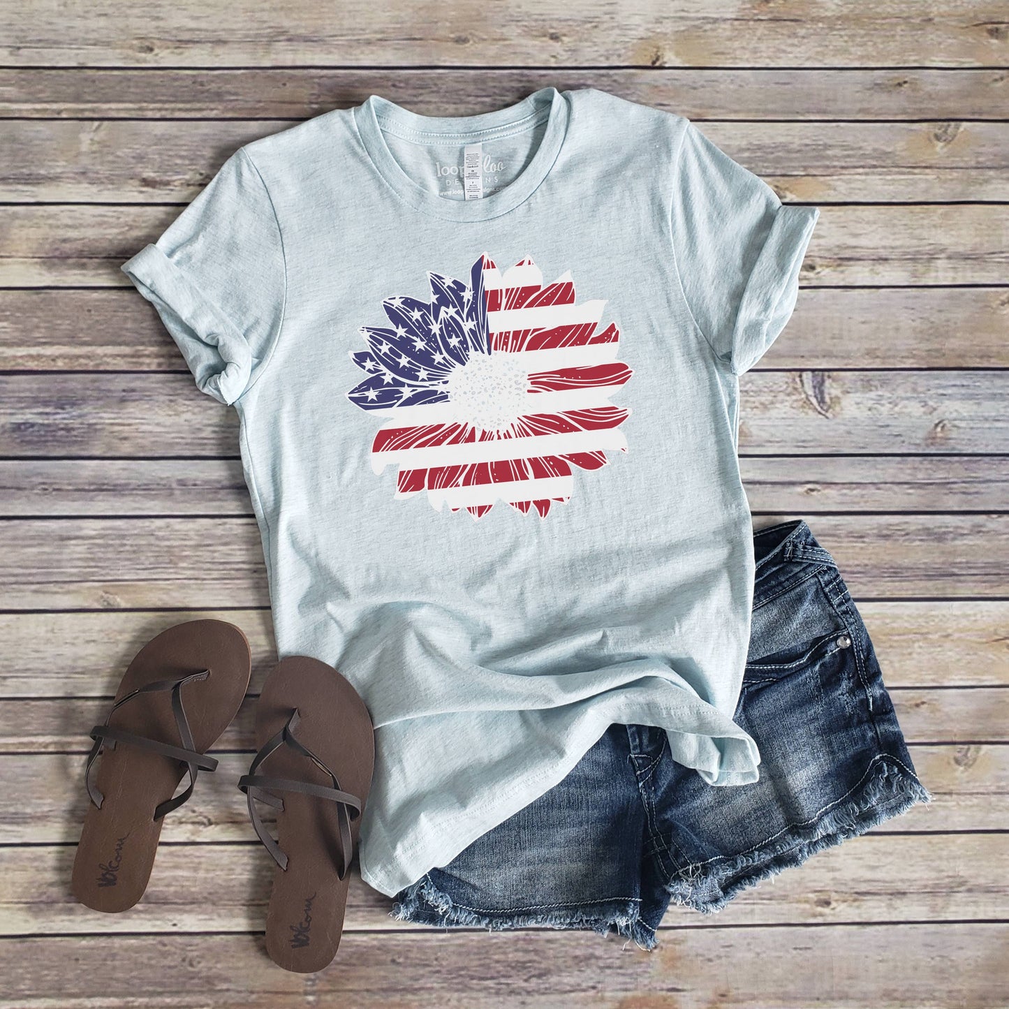 Flower Flag Tee | America | Sizes XS-2XL Unisex T-shirt, Sweatshirt, Hoodie, Long Sleeve Tee - T-Shirt, Sweatshirt, Hoodie