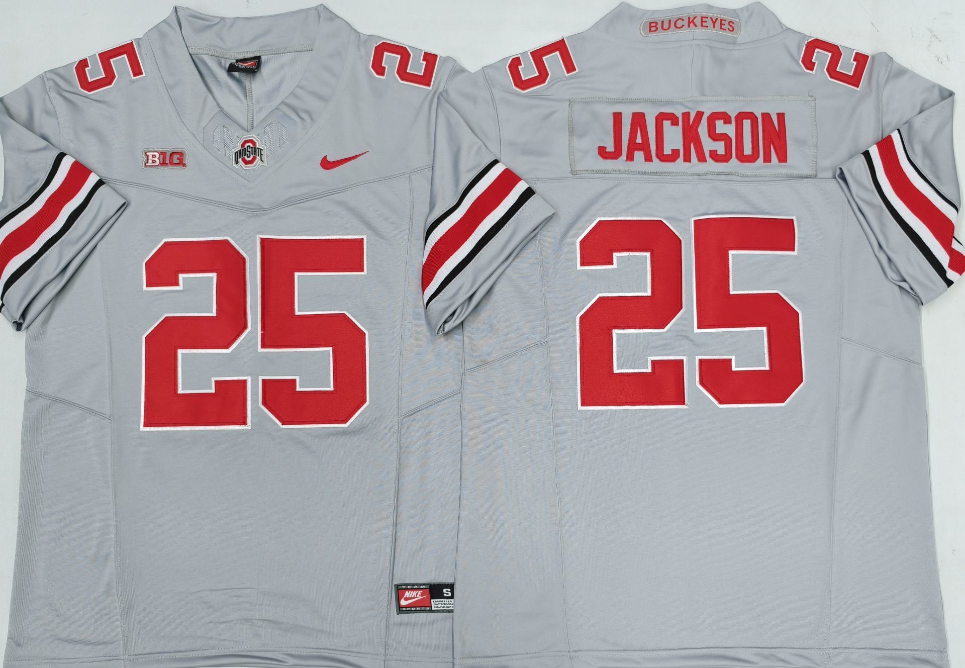 Men's Ohio State Buckeyes Bo Jackson #25 Gray Player Game Jersey sports jersey product view 1