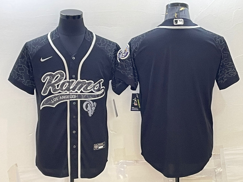 Men's Los Angeles Rams Black RFLCTV Limited Blank Jersey football jersey product view 1
