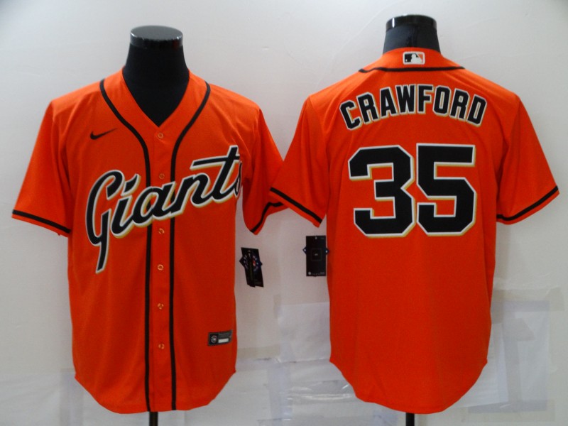 Men's San Francisco Giants Brandon Crawford #35 Orange Replica Baseball Jersey baseball jersey product view 1
