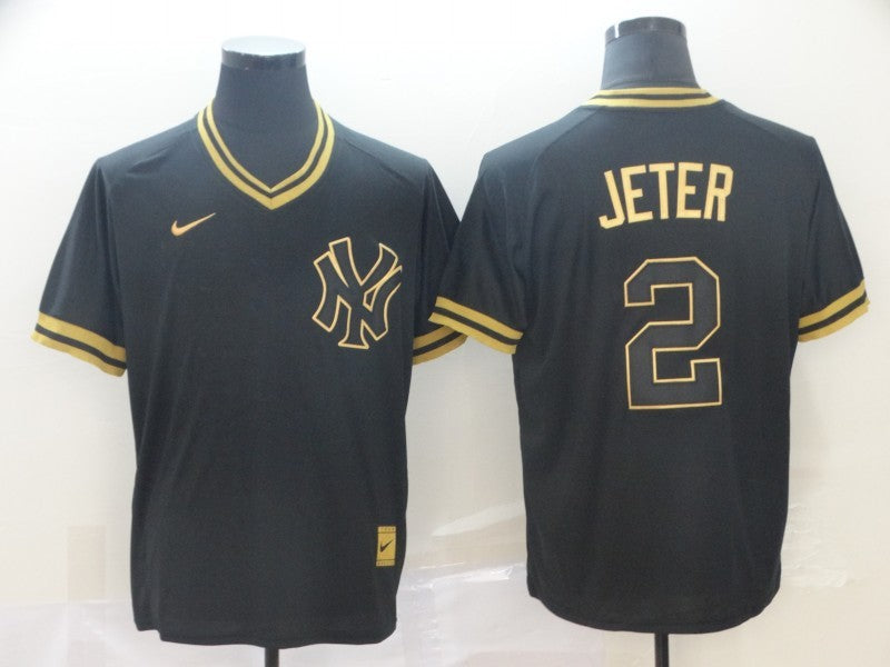 Men's New York Yankees Derek Jeter Black Replica Player Jersey baseball jersey product view 1