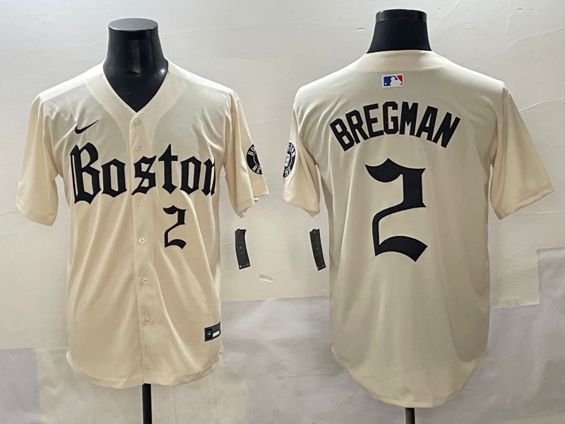 Men's Boston Red Sox Alex Bregman Cream Replica Player Jersey baseball jersey product view 1