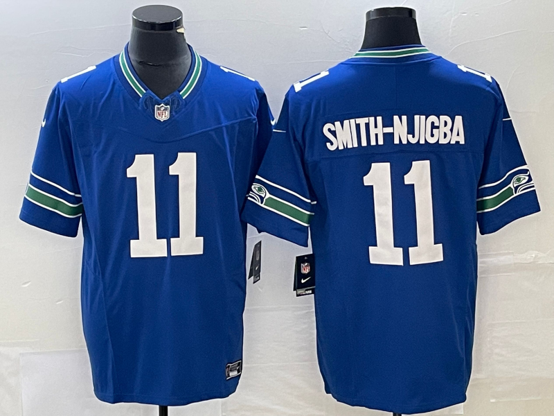 Men's Seattle Seahawks Jaxon Smith-Njigba Royal Throwback Player Game Jersey football jersey product view 1