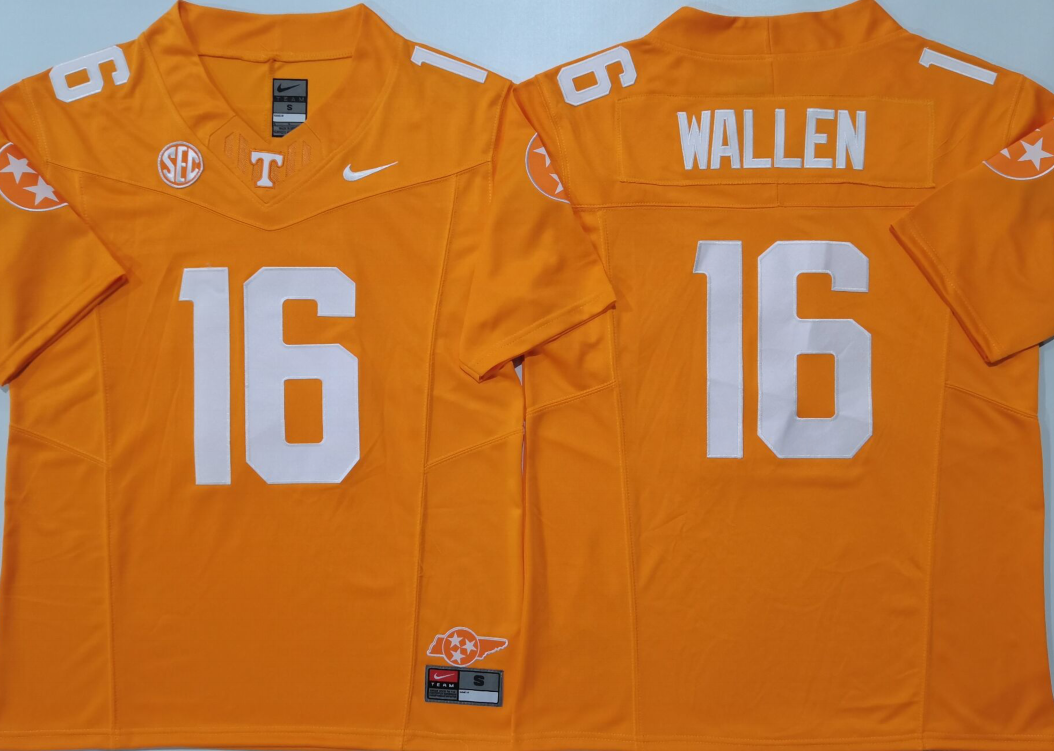 Men's Tennessee Volunteers Morgan Wallen #16 Orange Game Jersey sports jersey product view 1