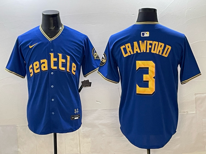 Men's Seattle Mariners JP Crawford Royal 2023 City Connect Replica Jersey baseball jersey product view 1