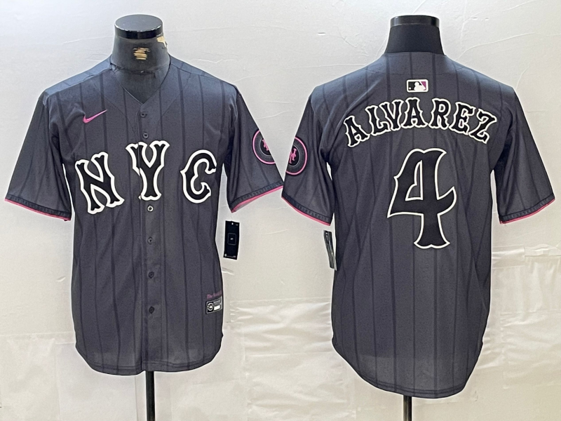 Men's New York Mets Francisco Alvarez Graphite 2024 City Connect Limited Player Jersey baseball jersey product view 1