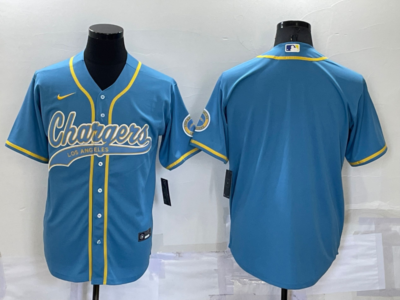 Men's Los Angeles Chargers Powder Blue Blank Jersey football jersey product view 1