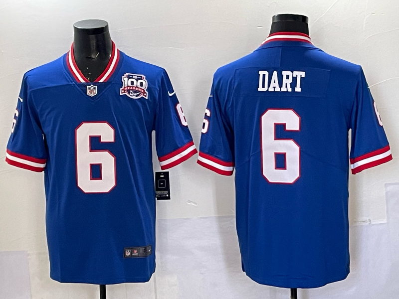 Men's New York Giants Jaxson Dart Royal Alternate 2 Classic Game Jersey football jersey product view 1